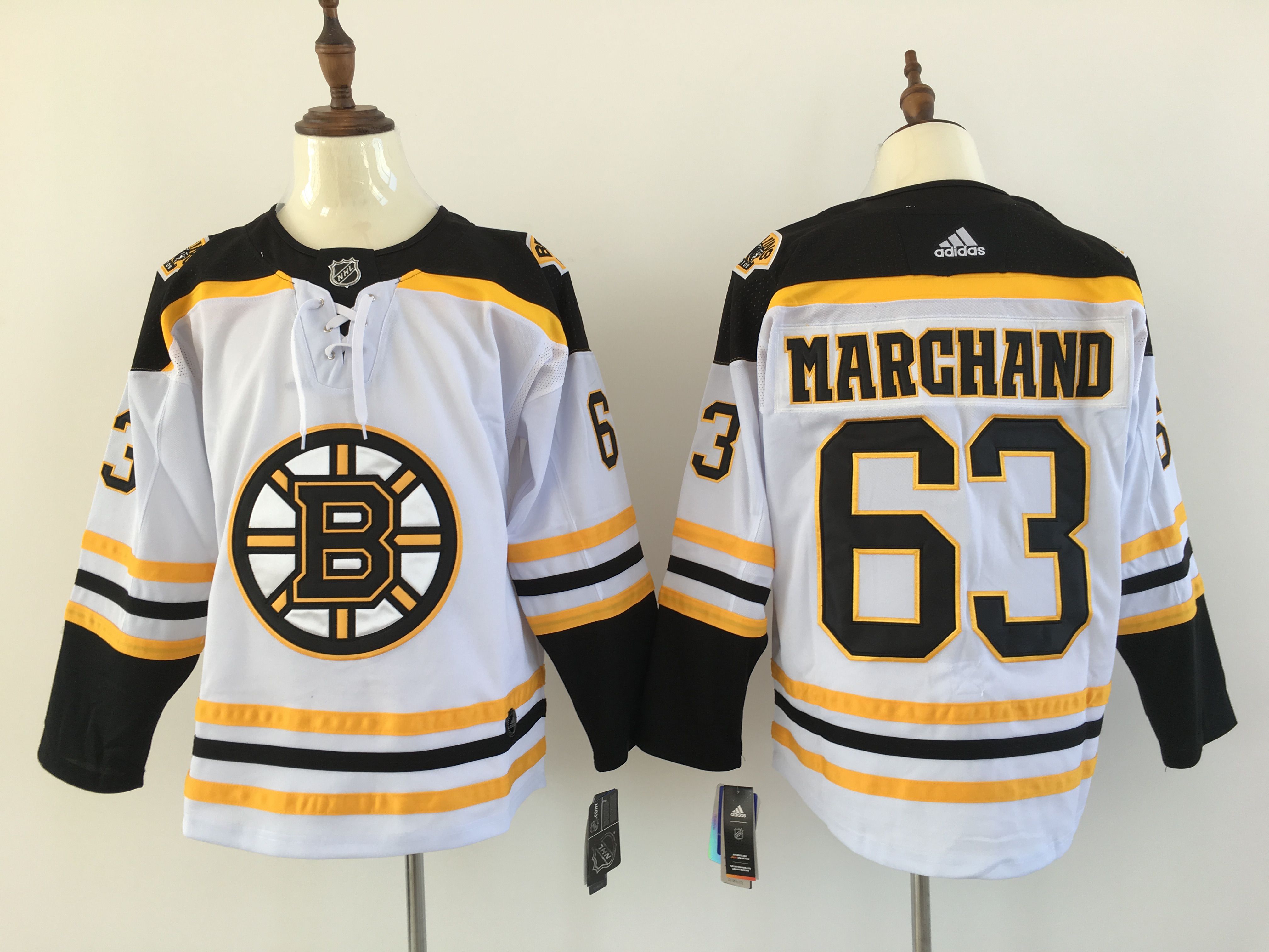 Men Boston Bruins 63 Brad Marchand White Adidas Hockey Stitched NHL Jerseys